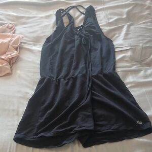 ALO Yoga Black Lace-Up Strappy Romper